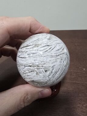 White Lace Agate Crystal Sphere 62 mm